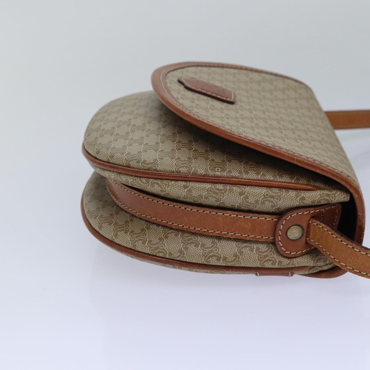 Luxury CELINE Macadam Canvas Shoulder Bag Beige  80815