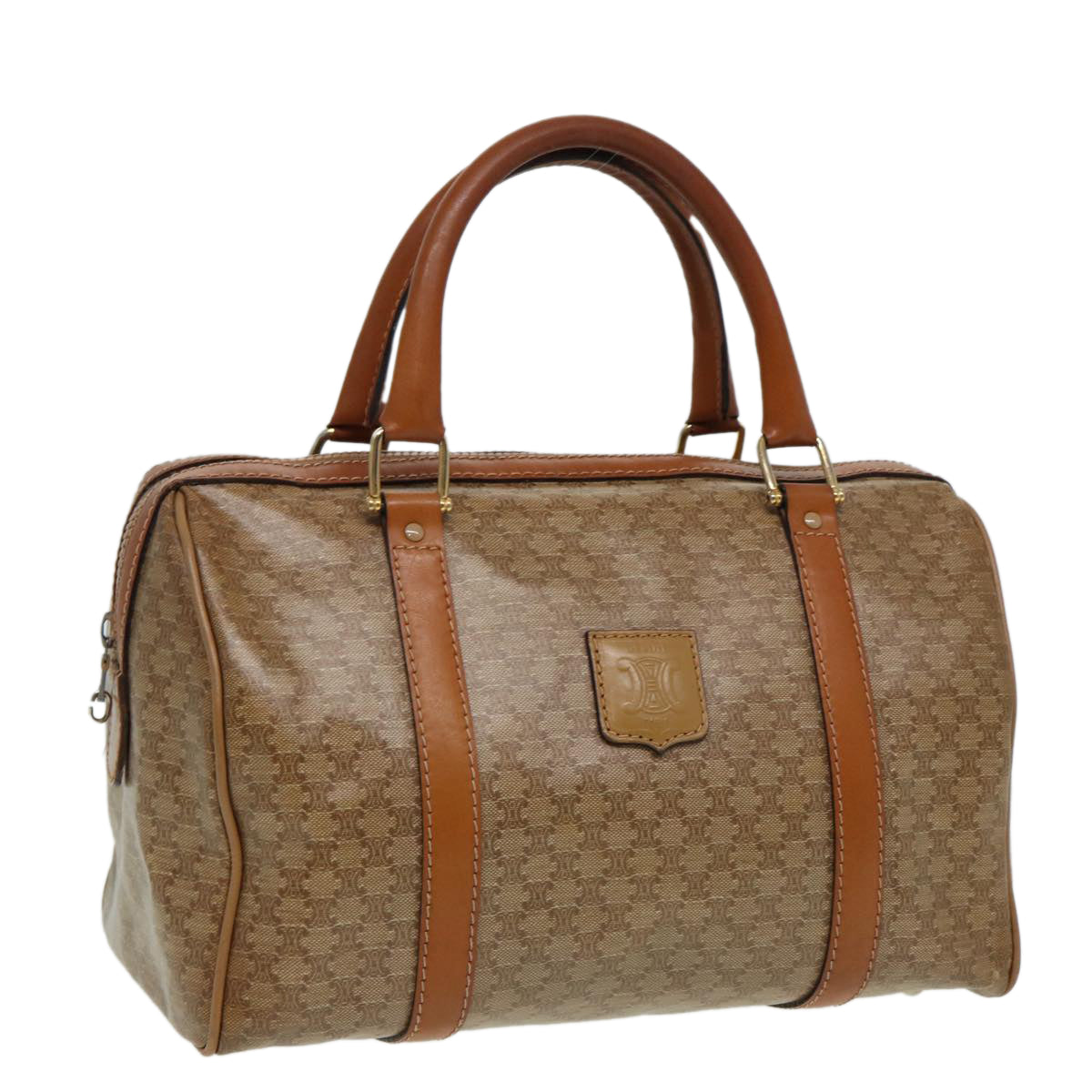 Luxury CELINE Macadam Canvas Mini Boston Bag Beige  80875