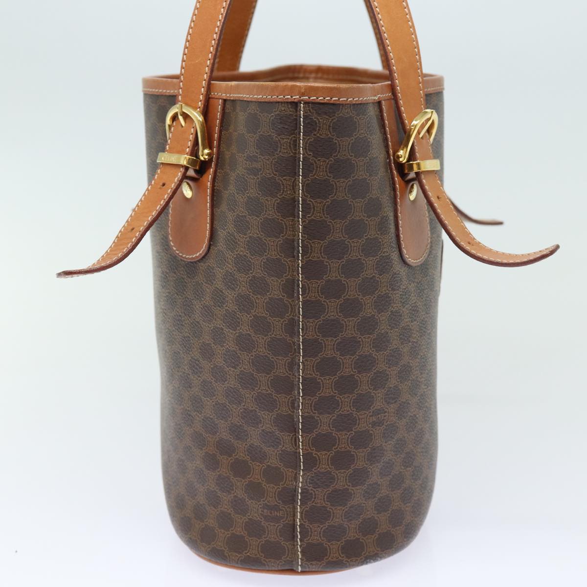 Luxury CELINE Macadam Canvas Hand Bag PVC Leather Brown  80879