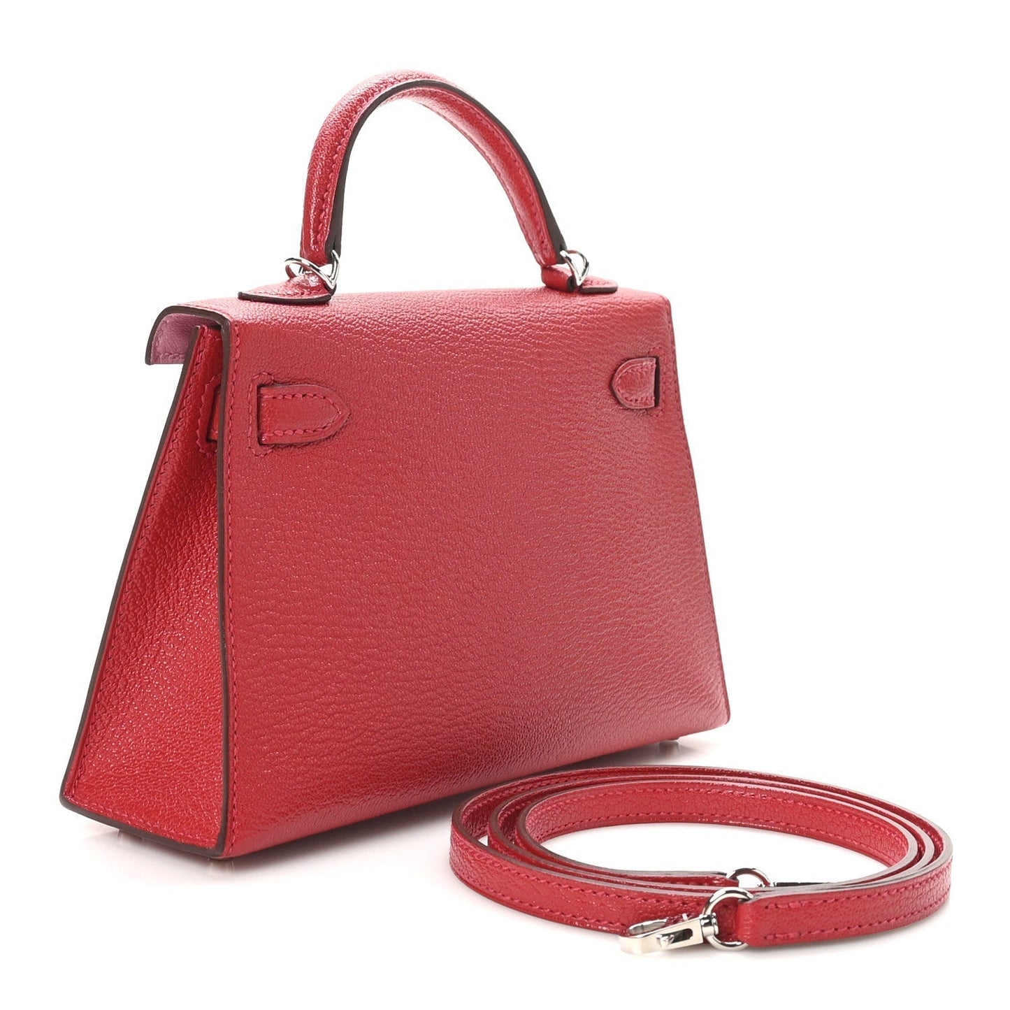 Hermes Chevre Mysore Verso Mini Kelly Sellier 20 Rouge Casaque Bubblegum