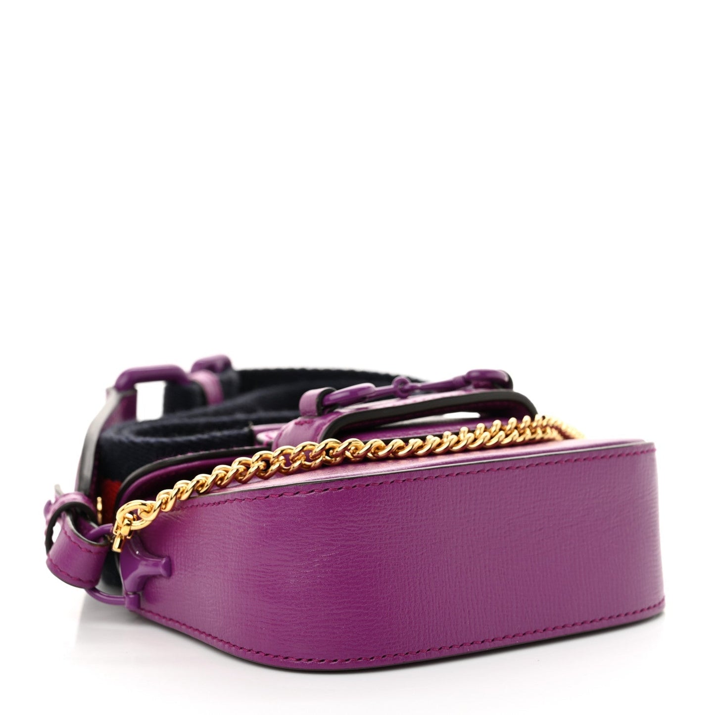 Gucci Azalea Calfskin Web Monochrome Horsebit 1955 Wallet On Strap Purple