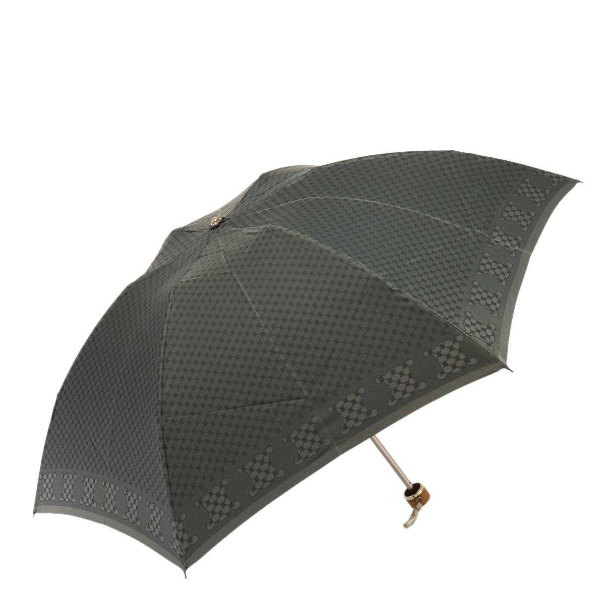 Luxury CELINE Macadam Canvas folding Umbrella Nylon Gray  80934