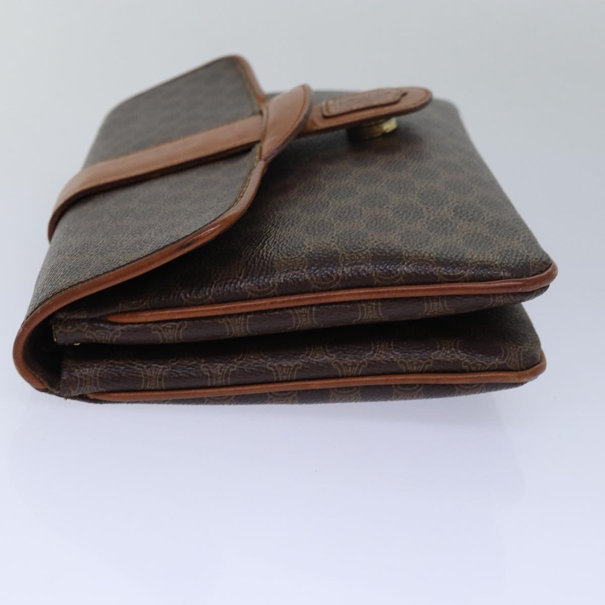 Luxury CELINE Macadam Canvas Clutch Bag PVC Leather Brown 80936