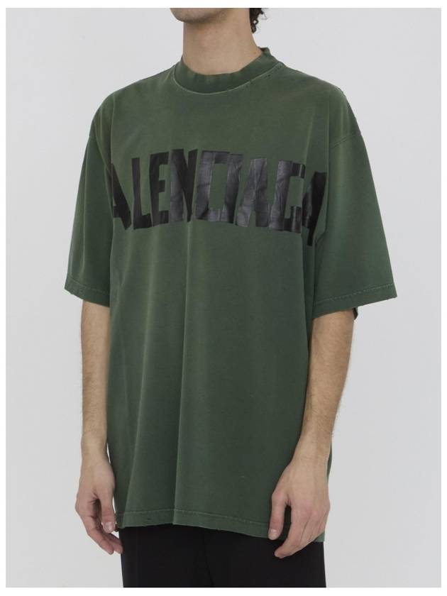 Luxury Balenciaga Trending 2026 Tape Type Short Sleeve T-Shirt Green