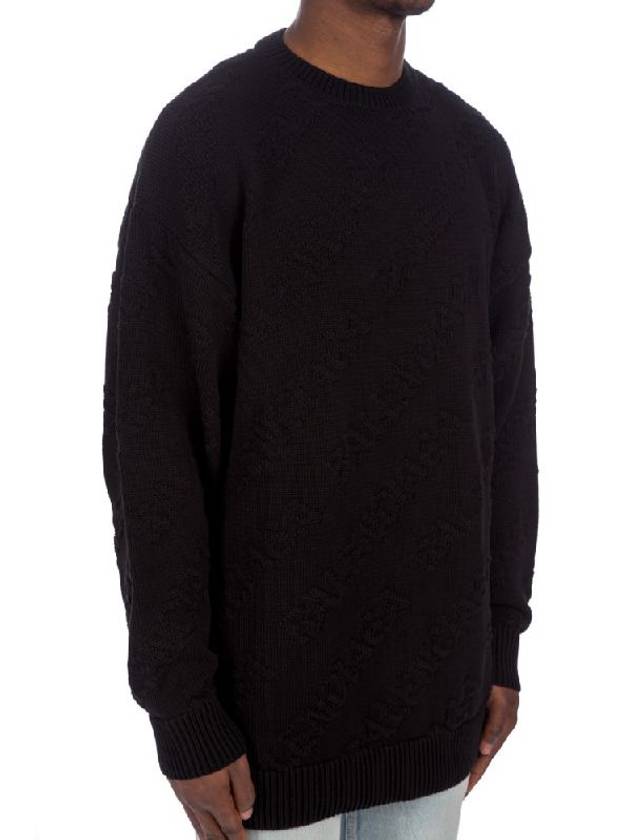 Luxury Balenciaga Trending 2026 Logo Jacquard Cotton Knit Top Black