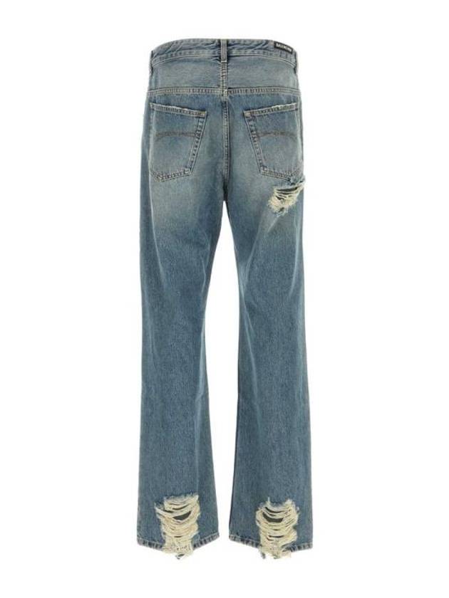 Luxury Balenciaga Trending 2026 Distressed Denim Straight Jeans Blue