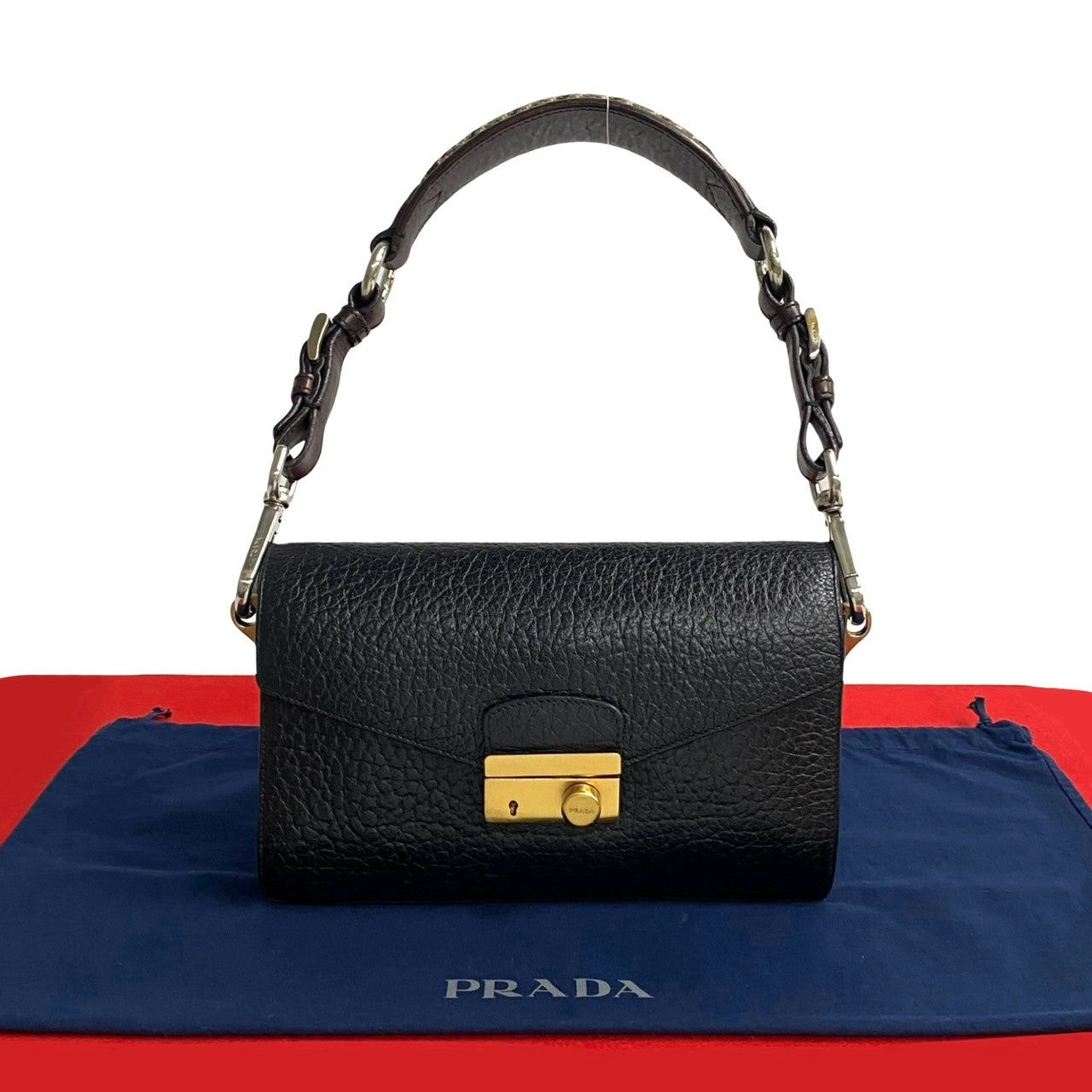 Prada Leather Tweed Shoulder Bag