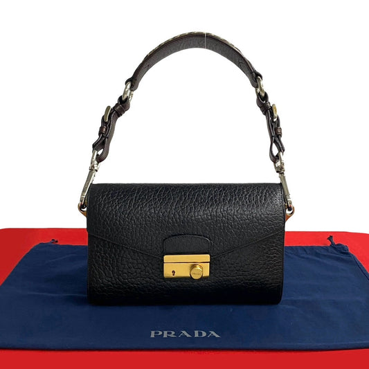 Prada Leather Tweed Shoulder Bag