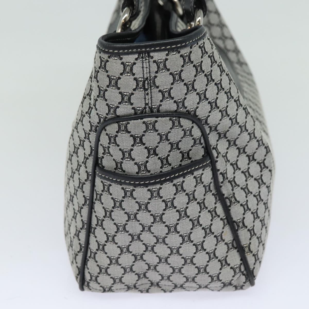 Luxury CELINE Triomphe Hand Bag Canvas Navy  81135