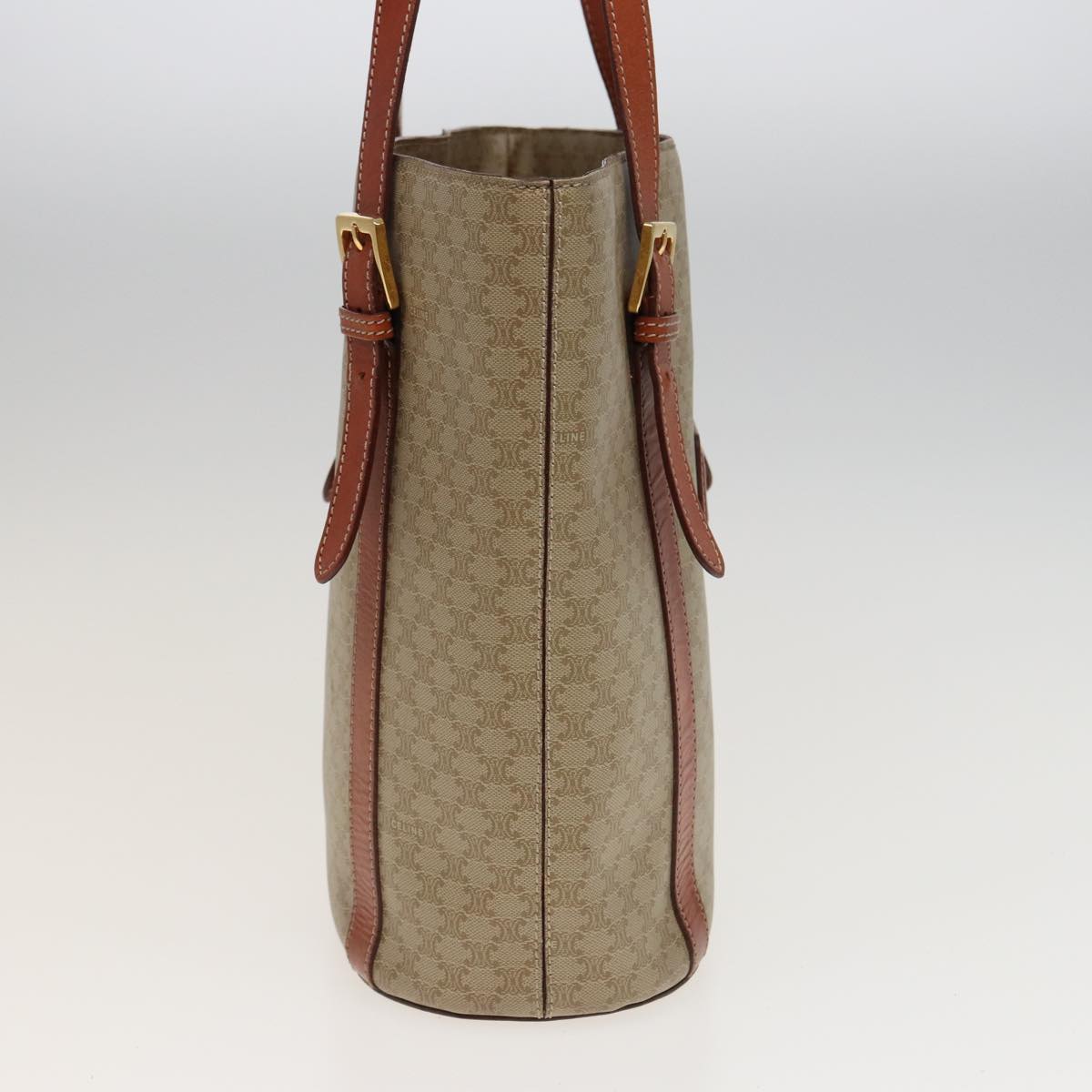 Luxury CELINE Macadam Canvas Shoulder Bag Beige  81194