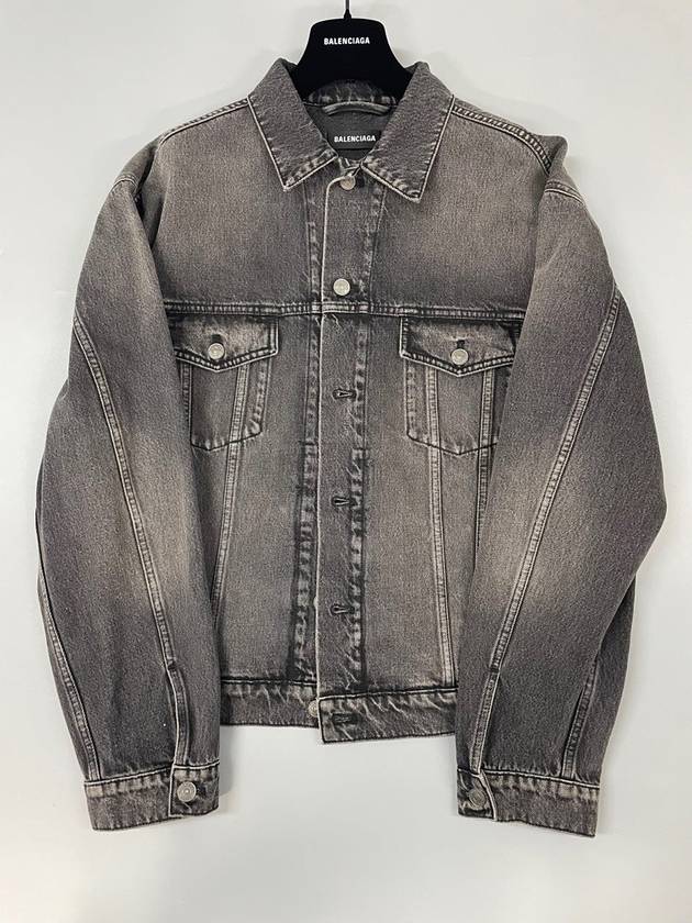 Luxury Balenciaga Trending 2026 Notre Dame Print Denim Jacket Black