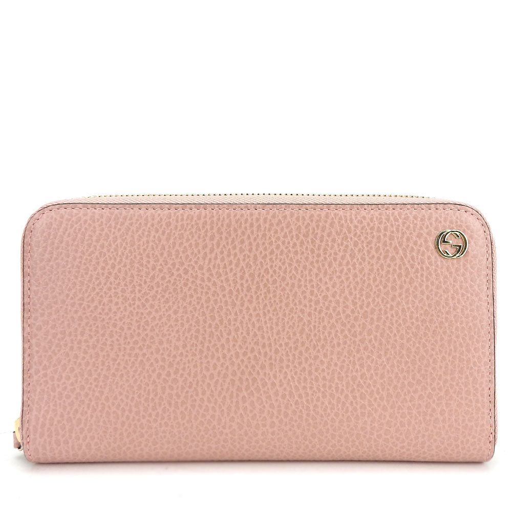 GUCCI Long Wallet Purse 449347 leather pink Interlocking