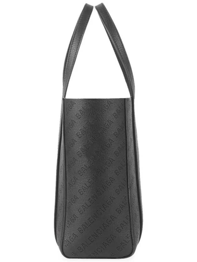 Luxury Balenciaga Trending 2026 Everyday All Over Logo Leather Tote Back Black