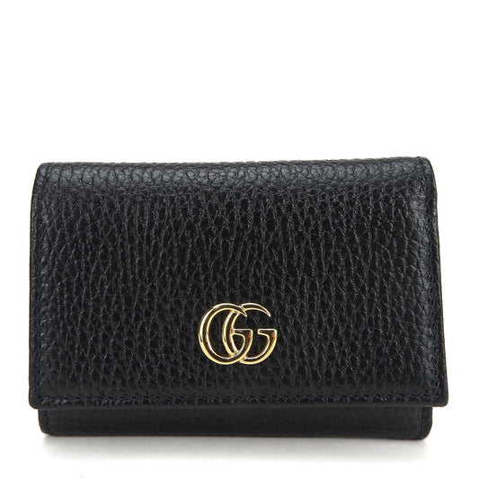 GUCCI Tri-fold wallet 644407 leather black GG Marmont
