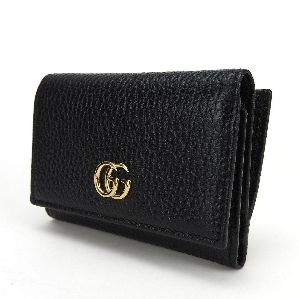GUCCI Tri-fold wallet 644407 leather black GG Marmont