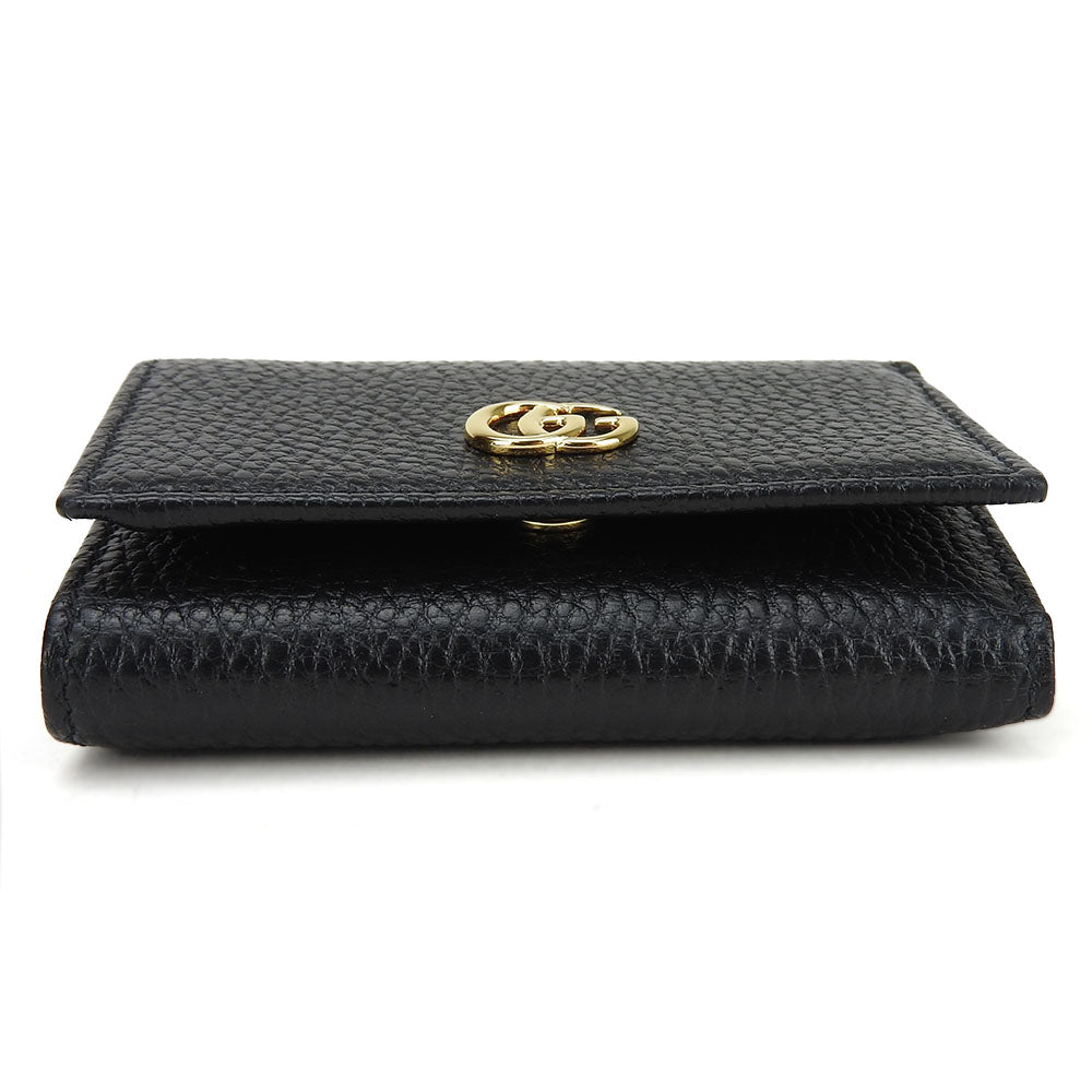 GUCCI Tri-fold wallet 644407 leather black GG Marmont unisex(Unisex) Used