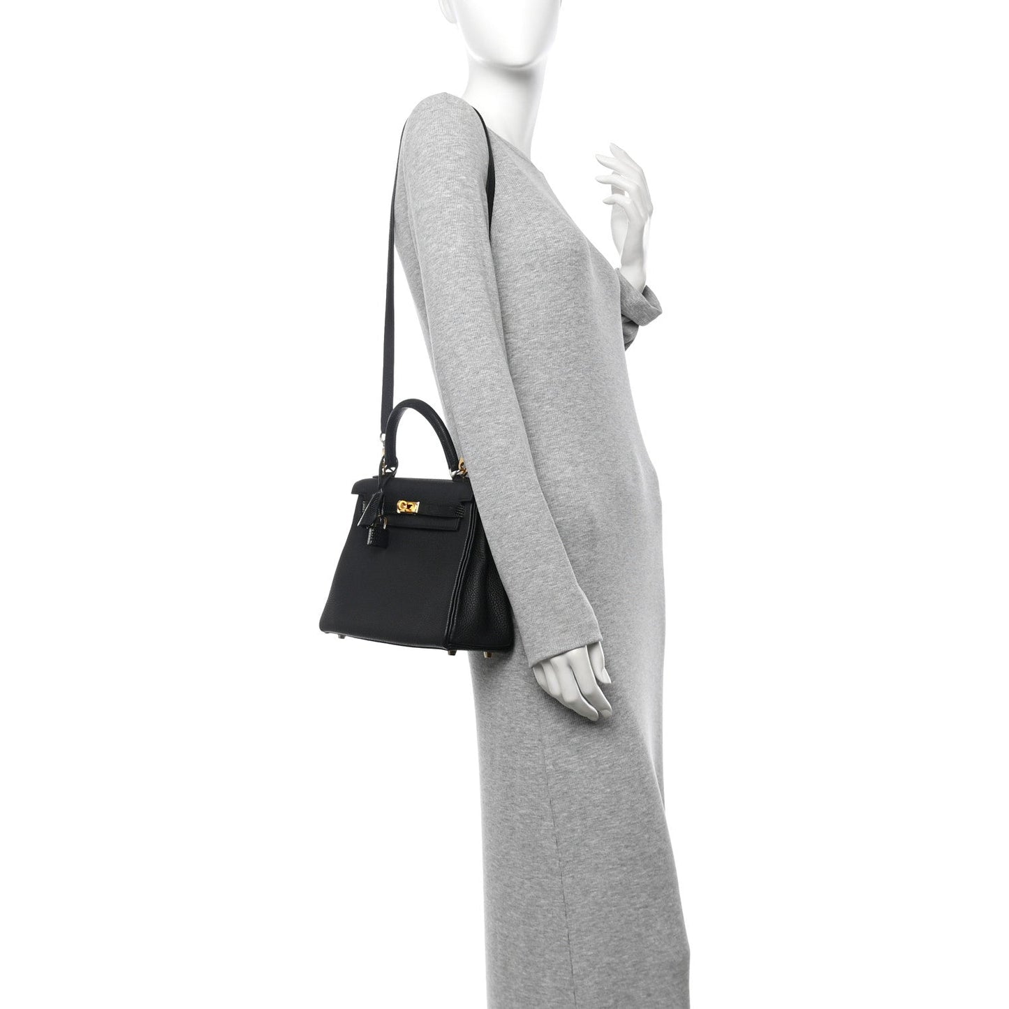 Hermes Togo Lizard Kelly Retourne Touch 25 Black