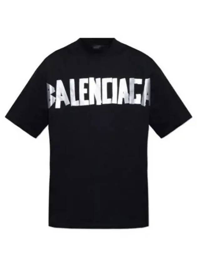 Luxury Balenciaga Trending 2026 Tape Type Short Sleeve T-Shirt Black