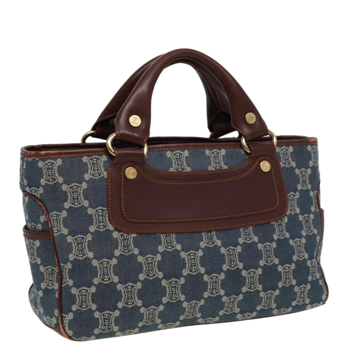 Luxury CELINE Macadam Canvas Hand Bag Blue  81368