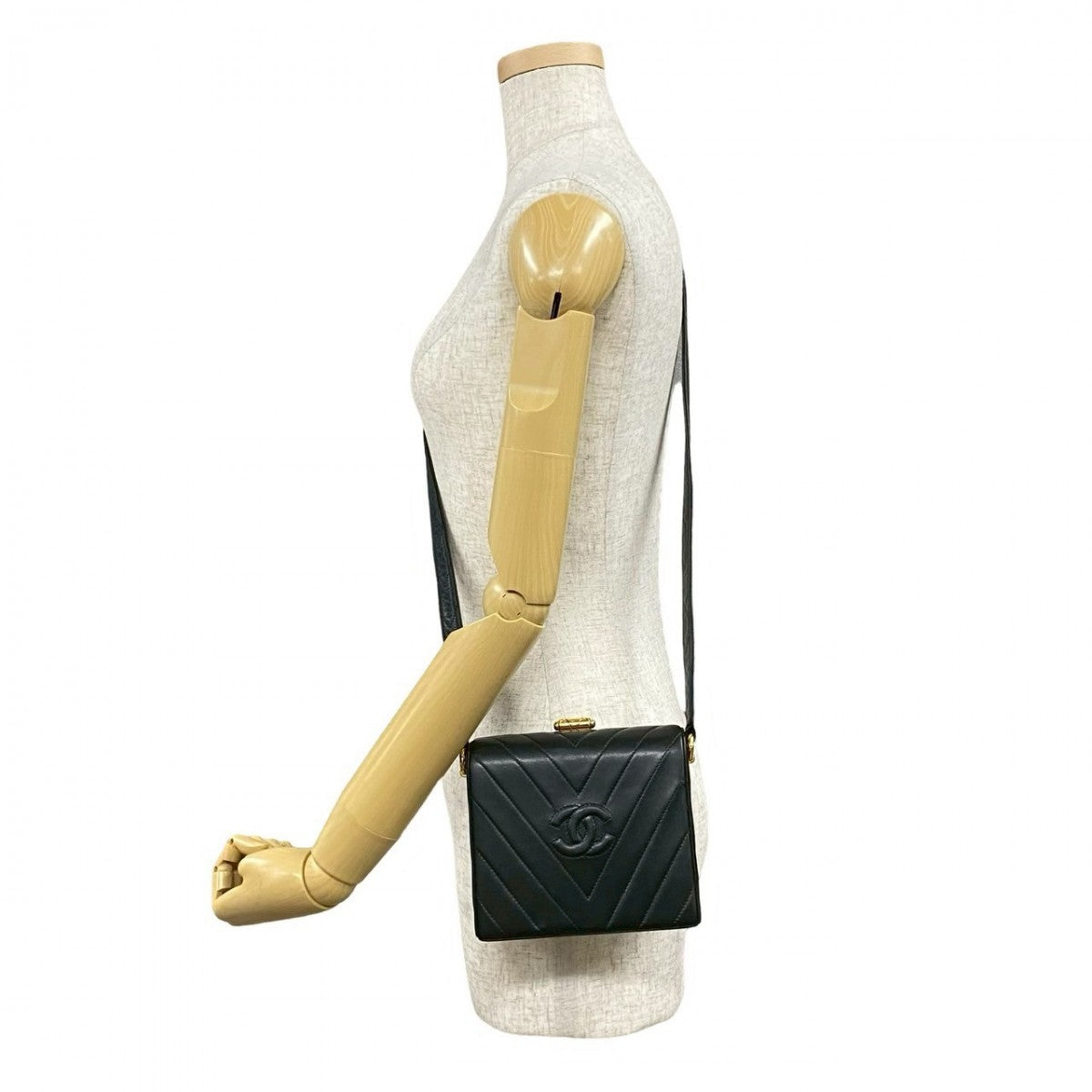 CHANEL Shoulder Bag lambskin black COCO Mark Vstitch Women