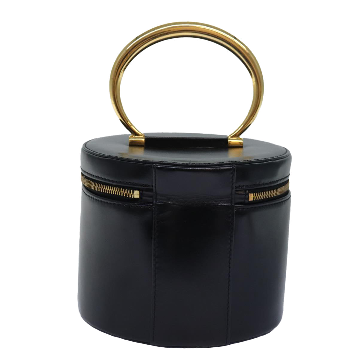Luxury CELINE Vanity Cosmetic Pouch Leather Black Auth 81452