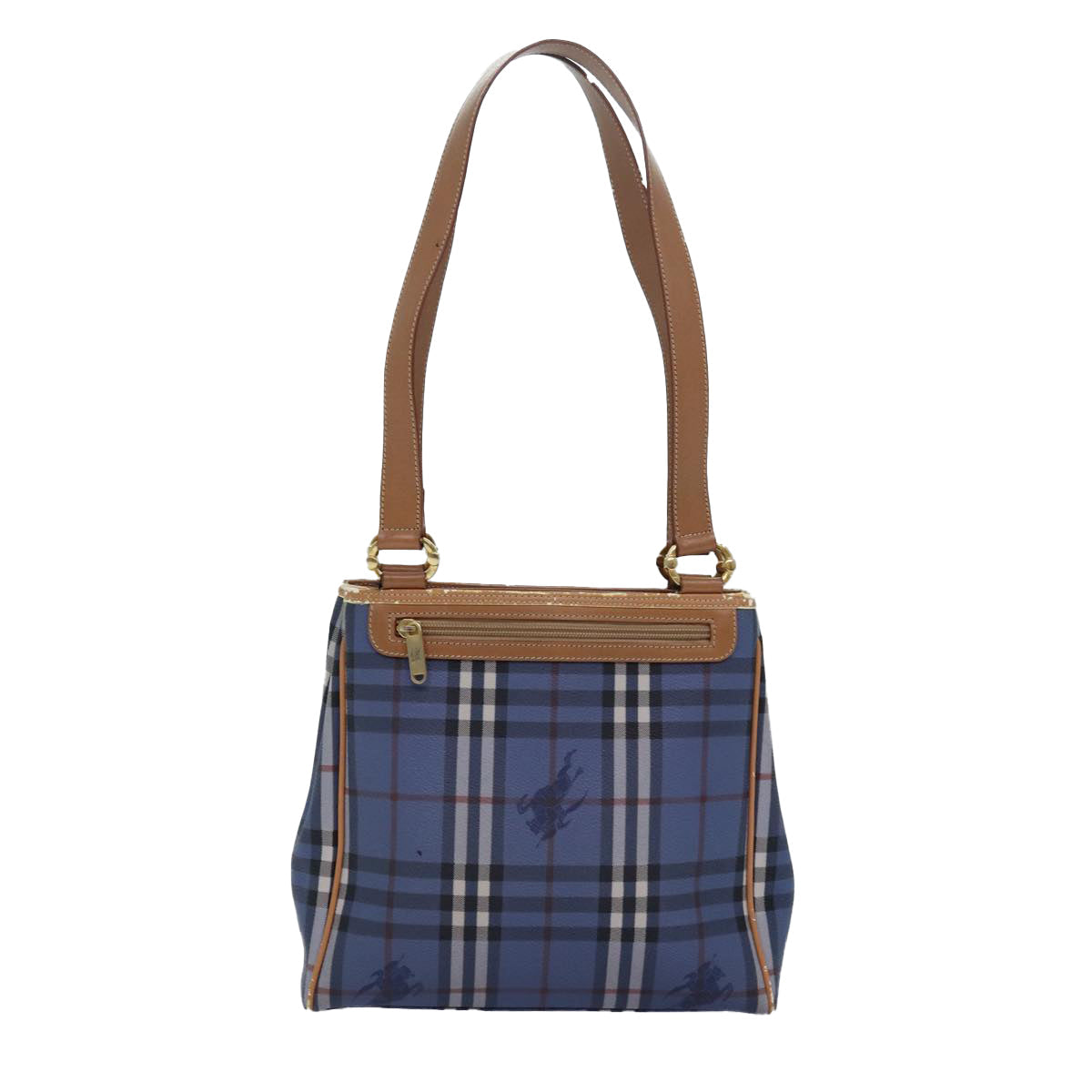 Luxury BurberrySs Nova Check Tote Bag PVC Leather Blue Auth 81458