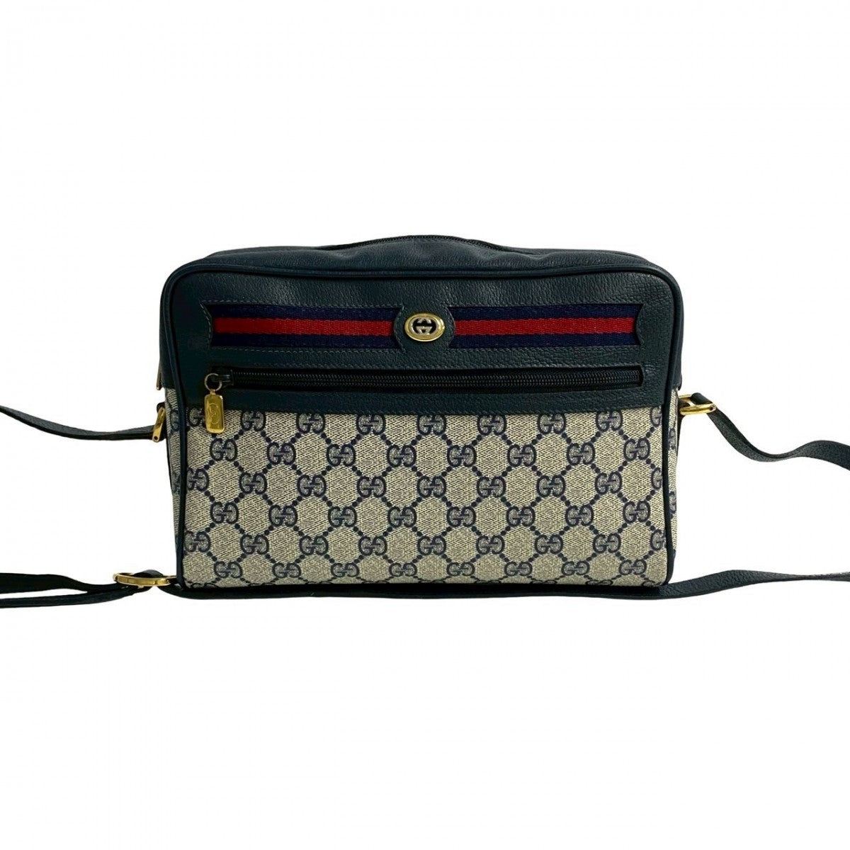 GUCCI Shoulder Bag Leather, PVC Navy GG logo Pattern Sherry line Women