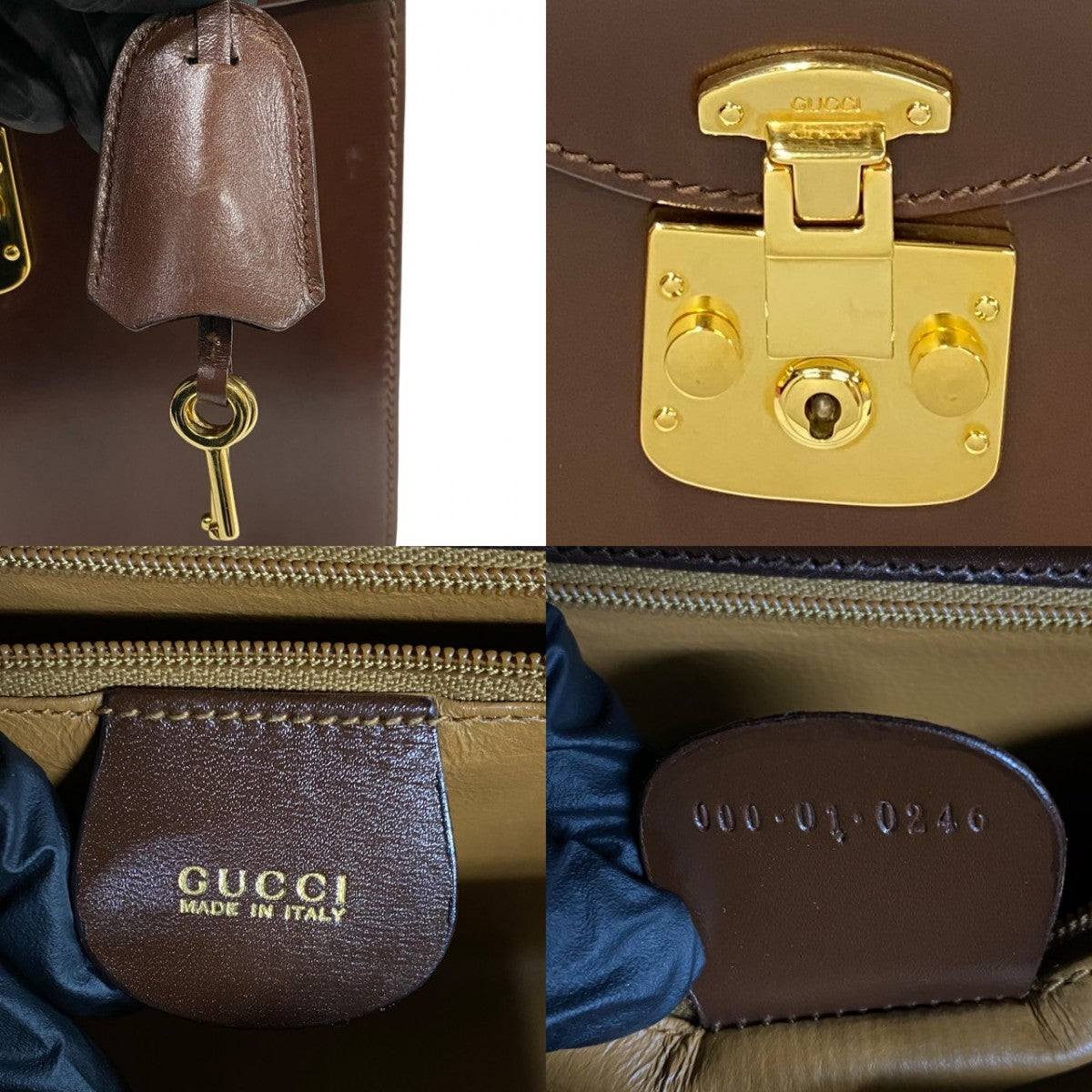 GUCCI Handbag leather Brown Ready lock Women(Unisex)