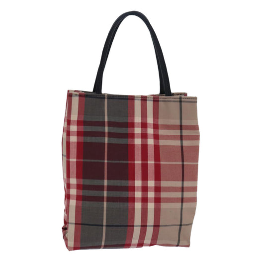 Luxury Burberry Nova Check Hand Bag Canvas Red Auth 81671
