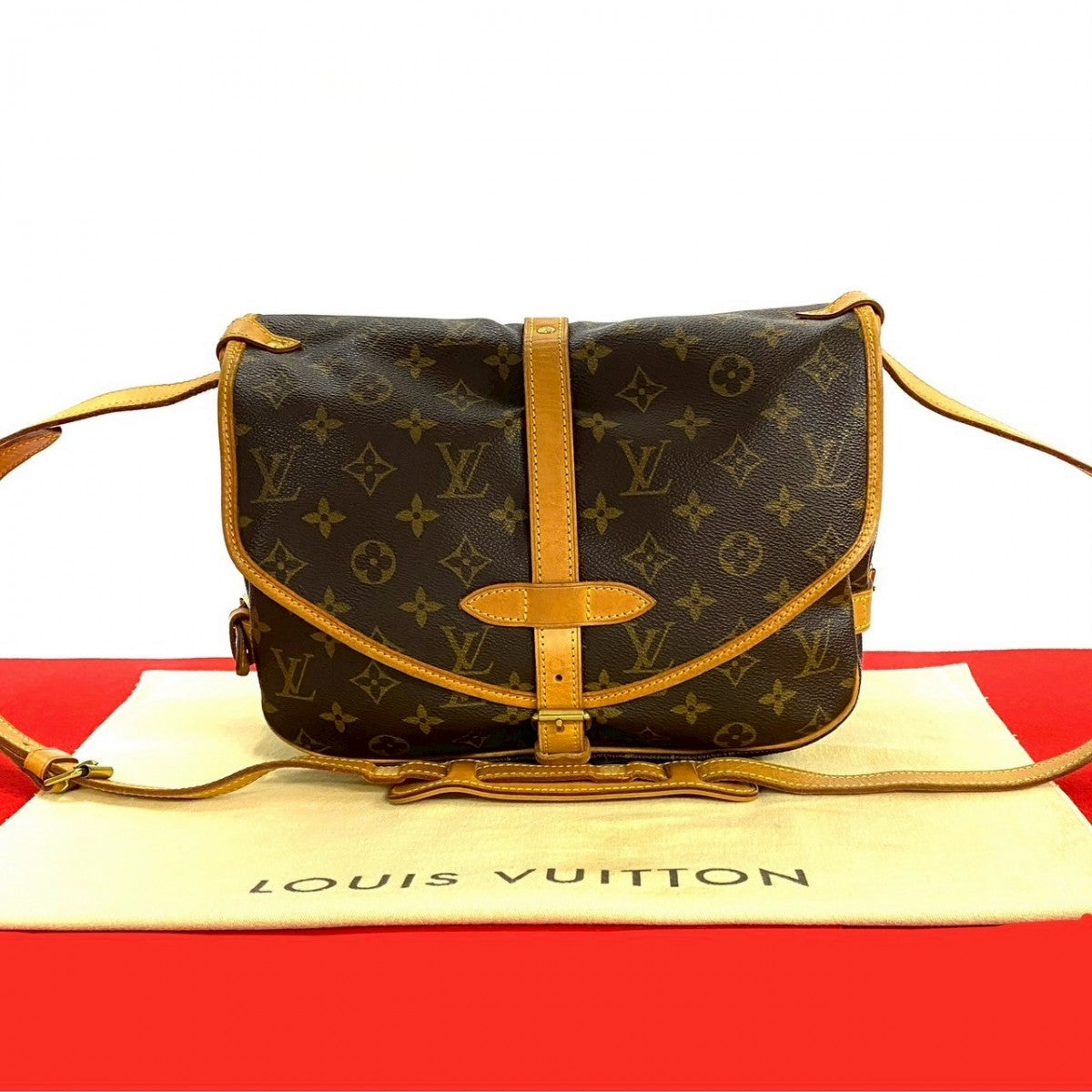 LOUIS VUITTON Shoulder Bag M42256 Leather, PVC Brown Monogram Saumur30 mens(Unisex)