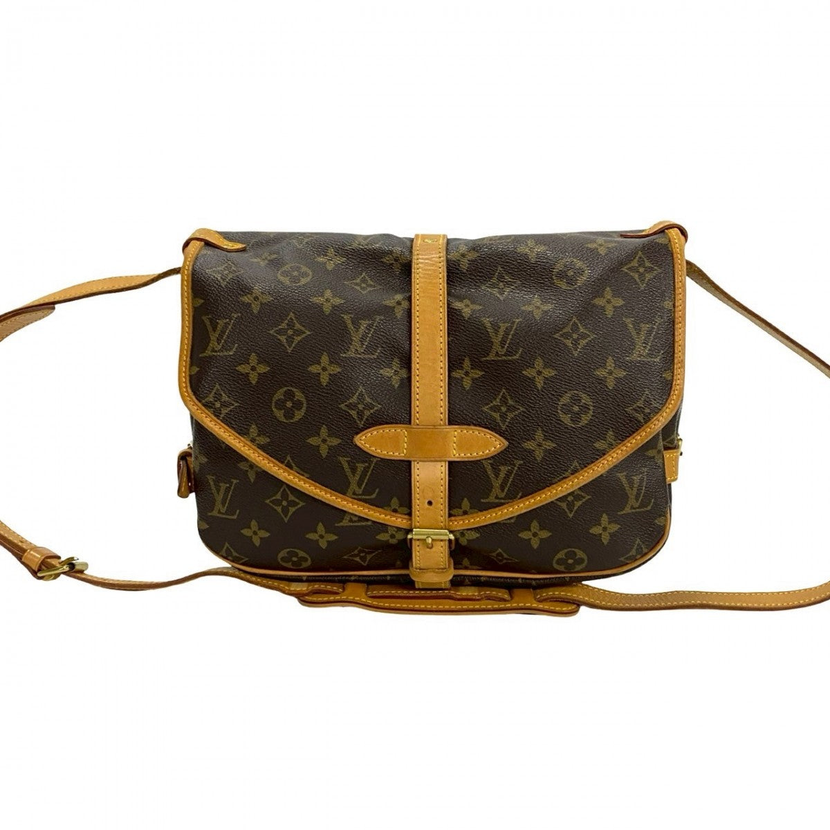 LOUIS VUITTON Shoulder Bag M42256 Leather, PVC Brown Monogram Saumur30 mens(Unisex)