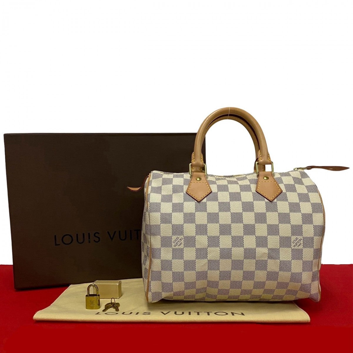 LOUIS VUITTON Handbag N41534 Leather, PVC gray Damier Azur Speedy 25 Women