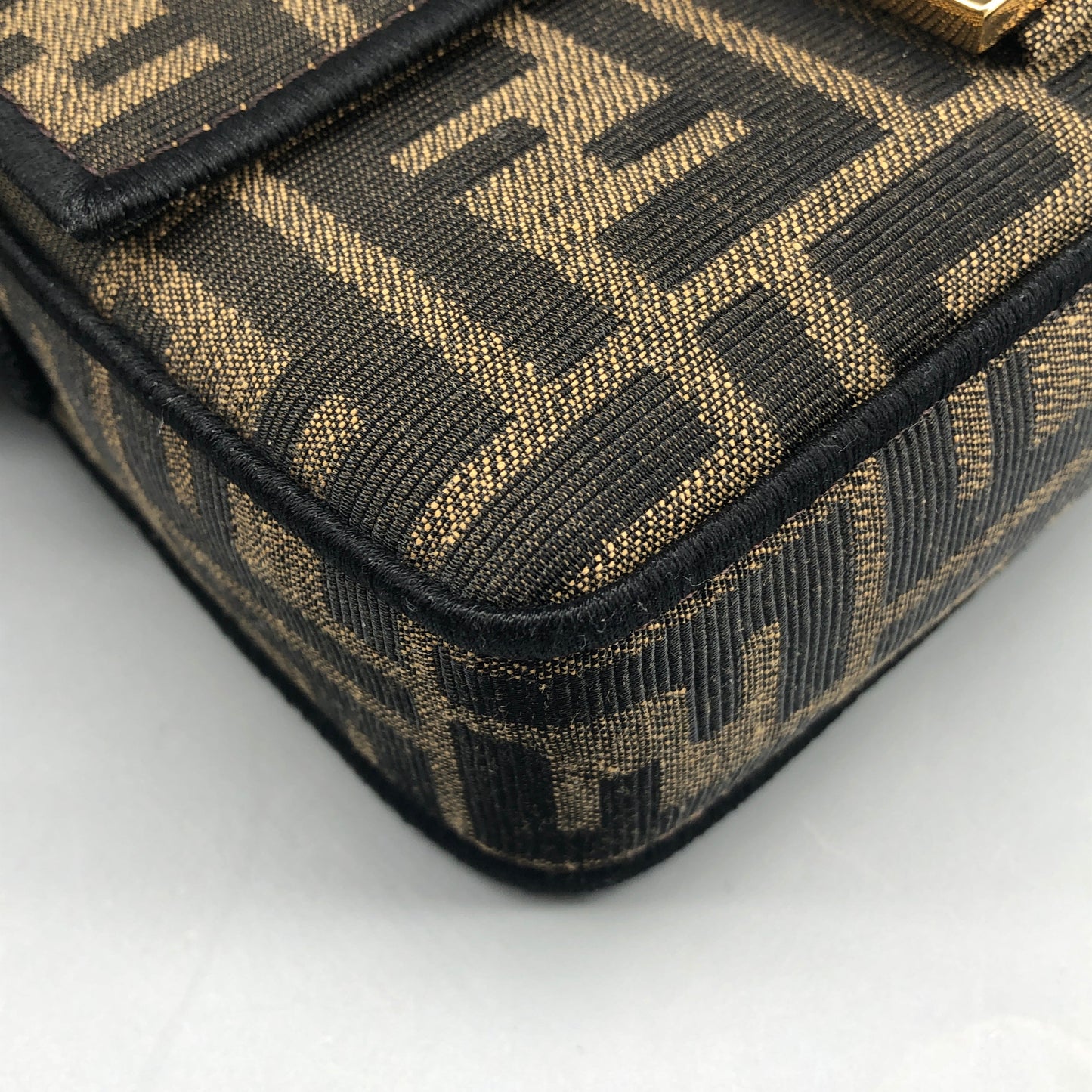 Fendi FF Zucca Baguette Mini Chain Bag Tobacco