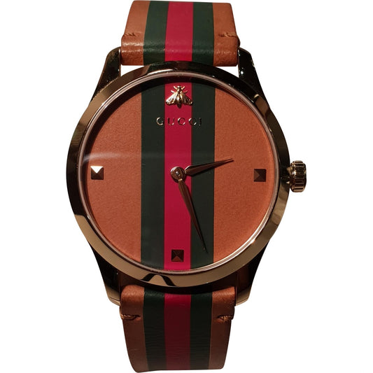 Gucci le marchÃ© des merveilles camel yellow gold watch