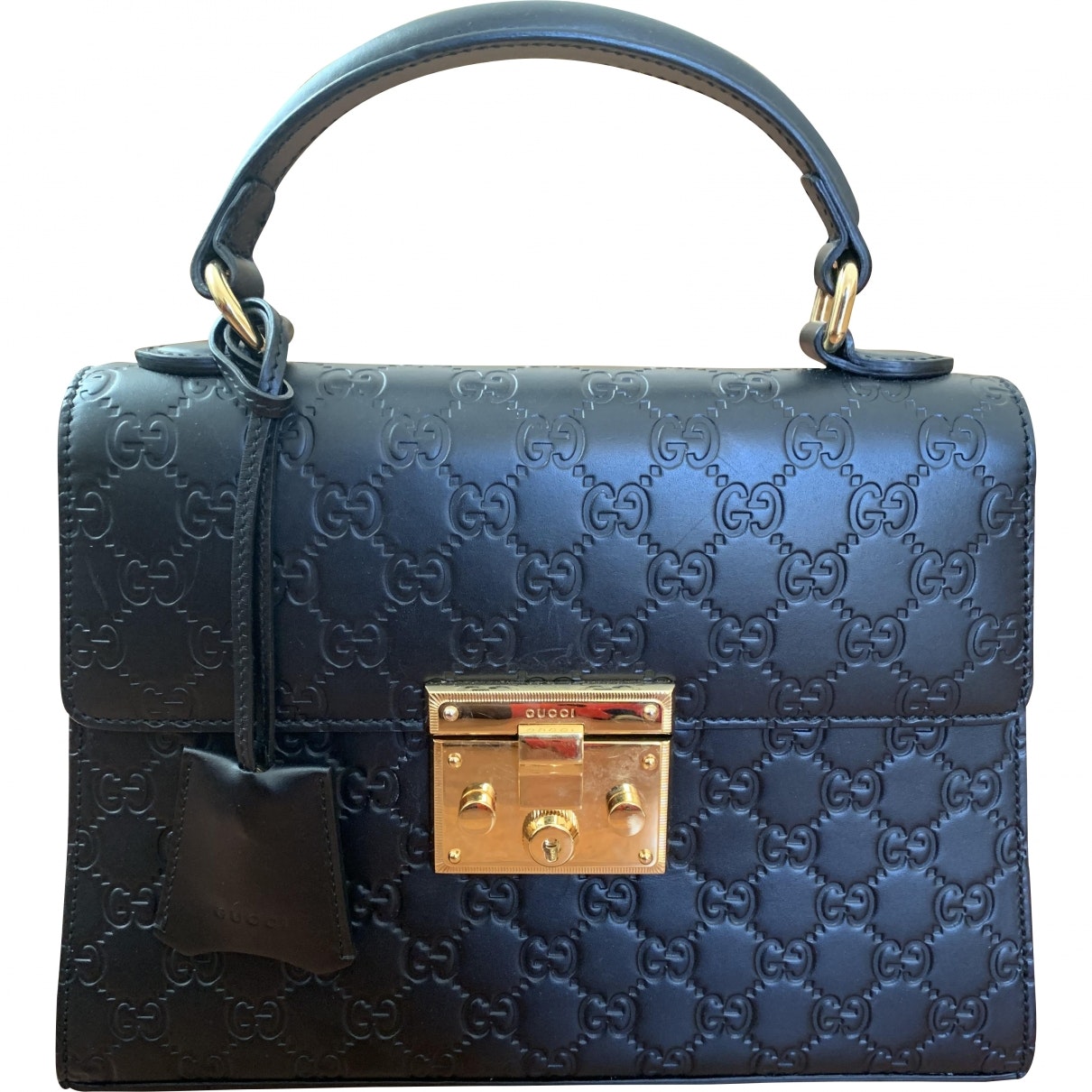 Gucci padlock black leather handbag