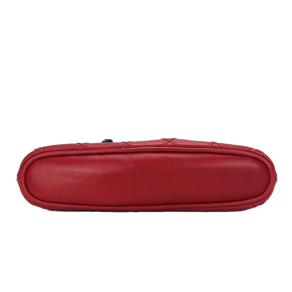CHANEL Shoulder Bag lambskin Red Chain Bicolole