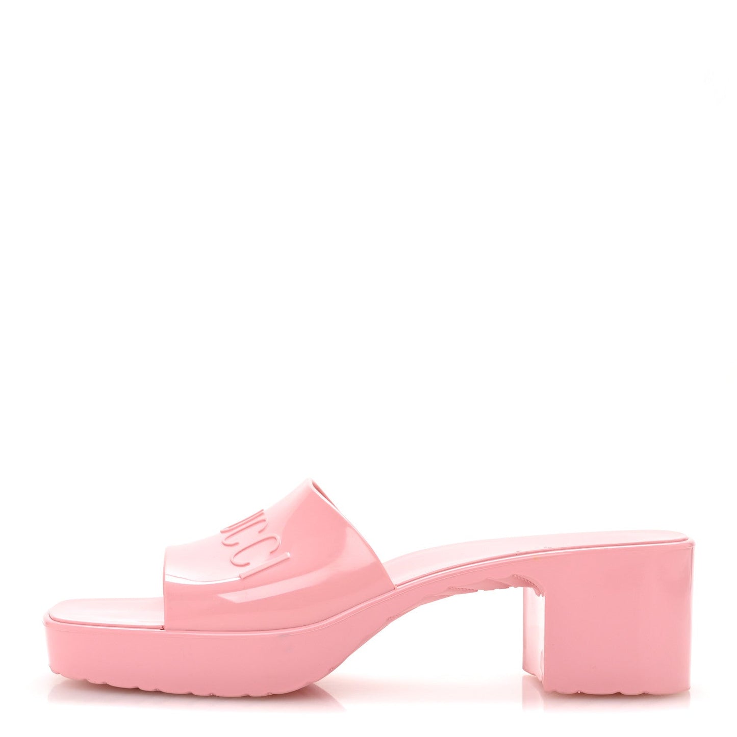 Gucci Rubber Logo Womens Platform 20/60mm Slide Sandals 39 Wild Rose