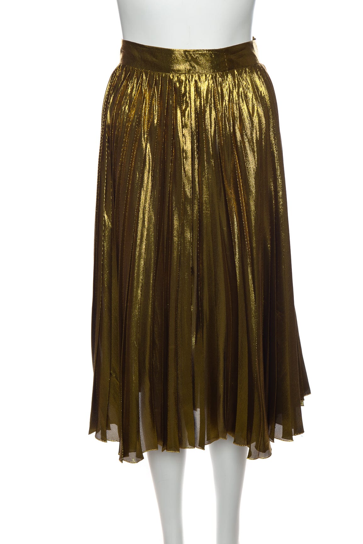 Gucci Metallic Gold Pleated Maxi Skirt SZ 38