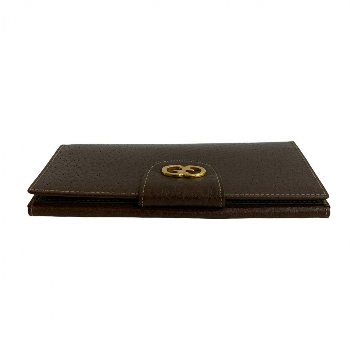 GUCCI Long Wallet Purse leather Brown GG logo Metal Women