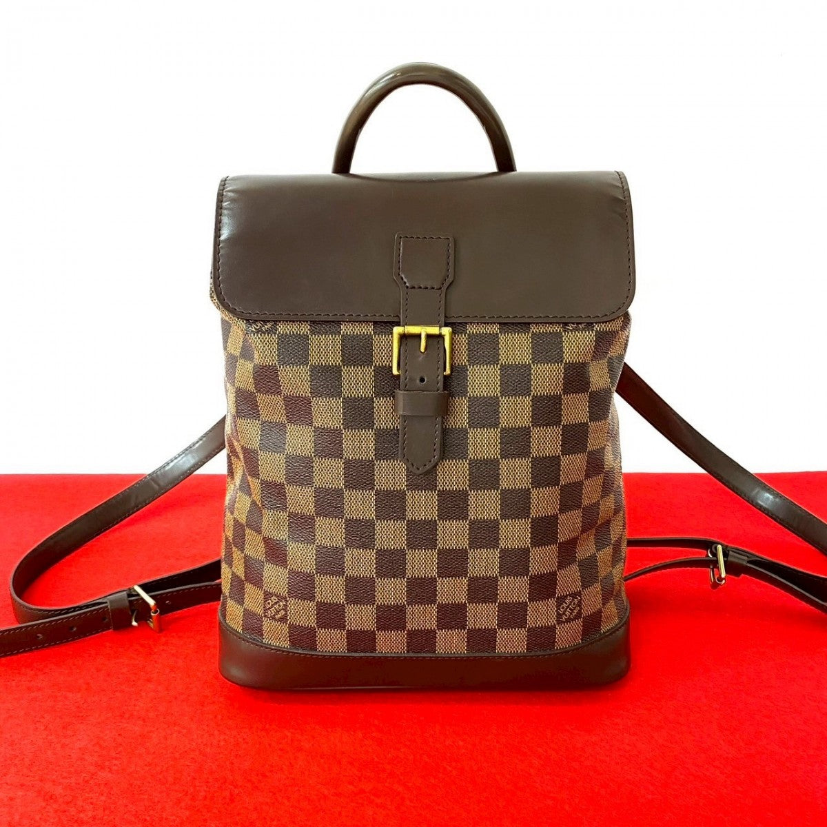 LOUIS VUITTON Backpack N51132 Leather, PVC Brown Damier Shoulder Bag Damier Soho Women