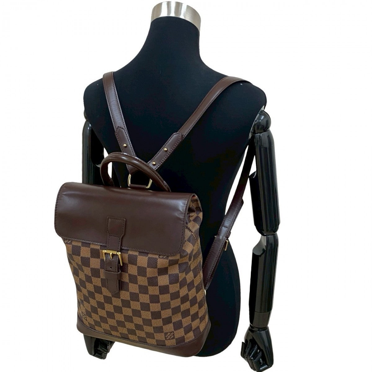 LOUIS VUITTON Backpack N51132 Leather, PVC Brown Damier Shoulder Bag Damier Soho Women