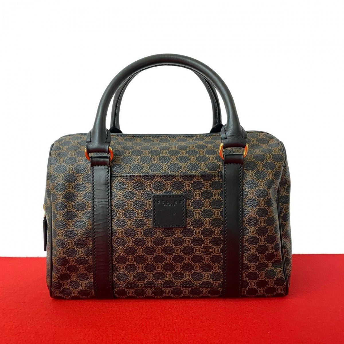 CELINE Handbag Leather, PVC black Macadam Blason Triomphe Women