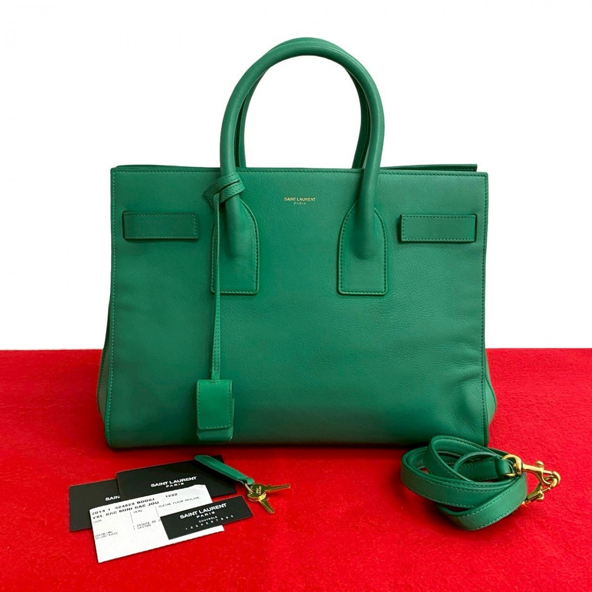 YVES SAINT LAURENT Shoulder Bag leather green Sac de Jules