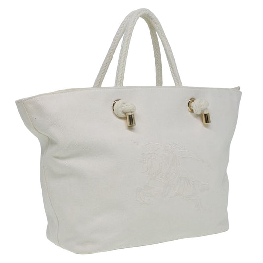 Luxury Burberry Tote Bag Canvas White Auth 81965