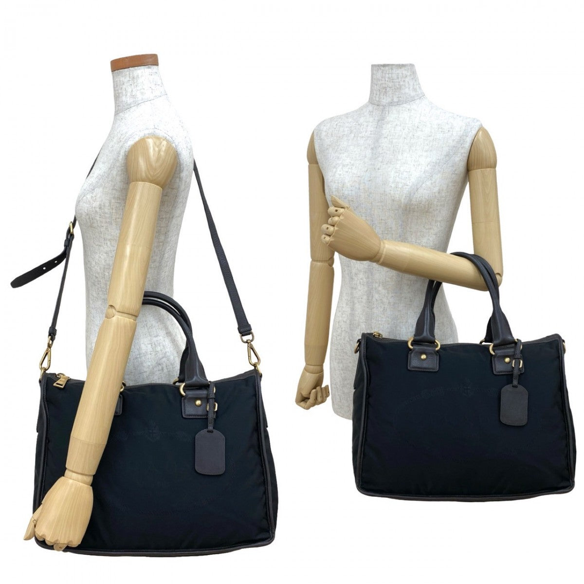 PRADA Shoulder Bag Nylon, Leather black Triangle Logo Metal Women