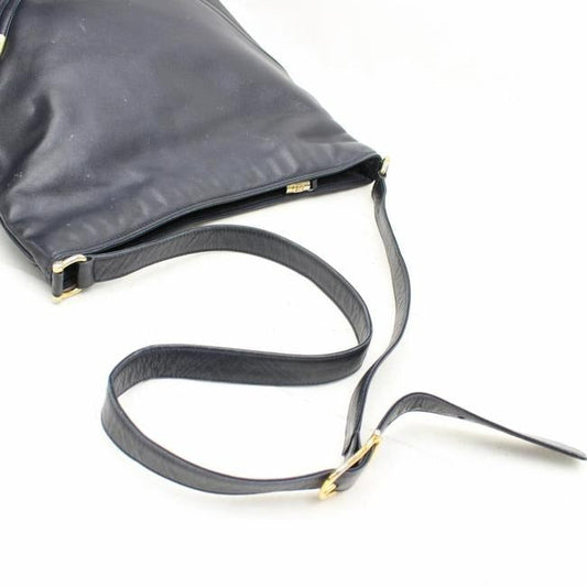 Gucci Vintage Navy Blue Leather With Dimensional Navy Diagonal Stripes Hobo Bag