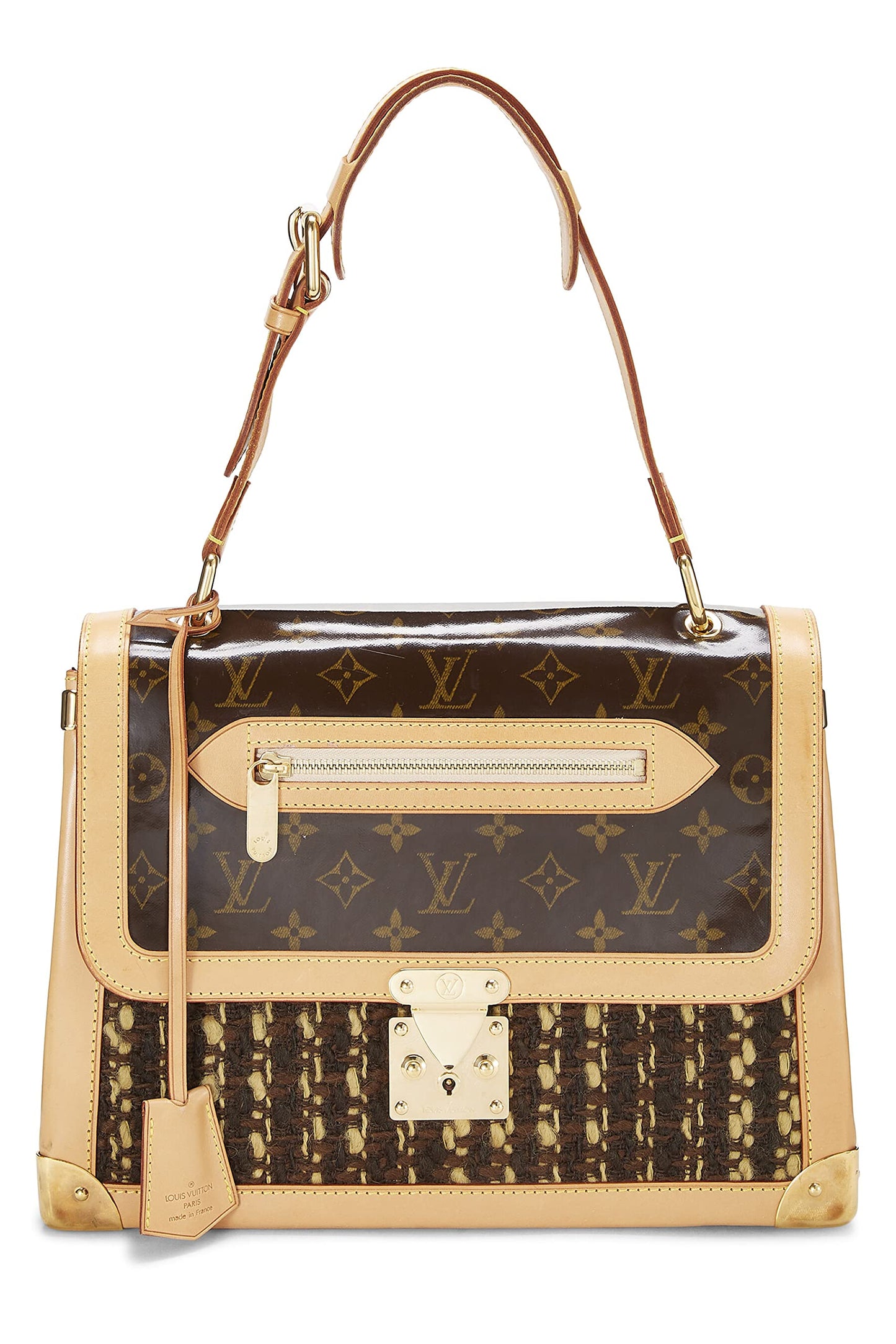 Louis Vuitton, Monogram Tweedy Zip Shoulder Bag, Brown