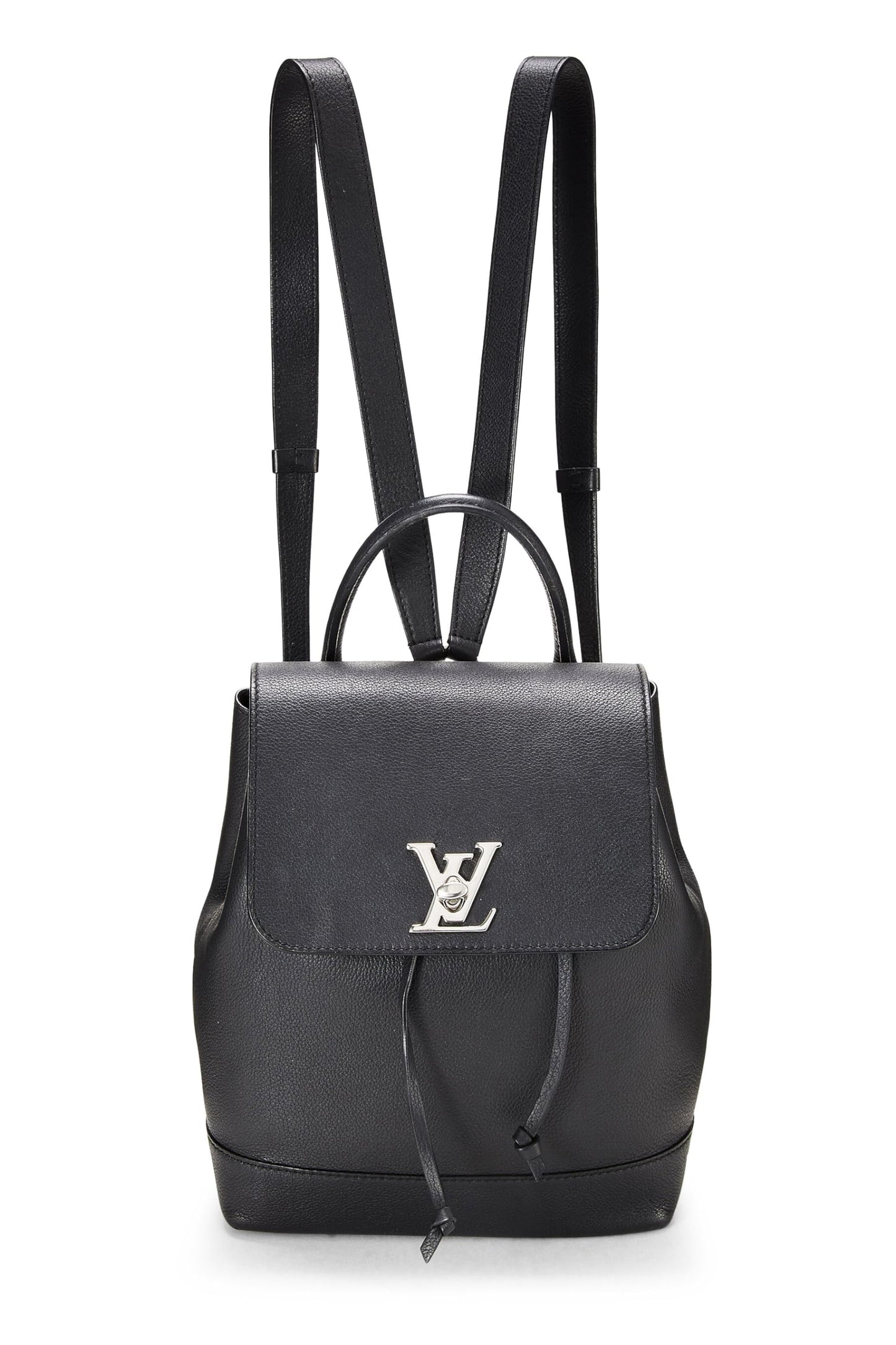 Louis Vuitton, Black Leather Lock Me Backpack, Black