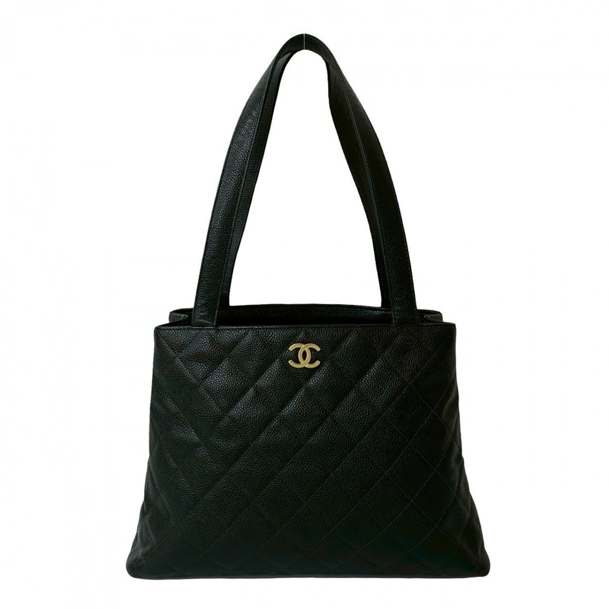 CHANEL Tote Bag Matt caviar skin black COCO Mark Matrasse Women