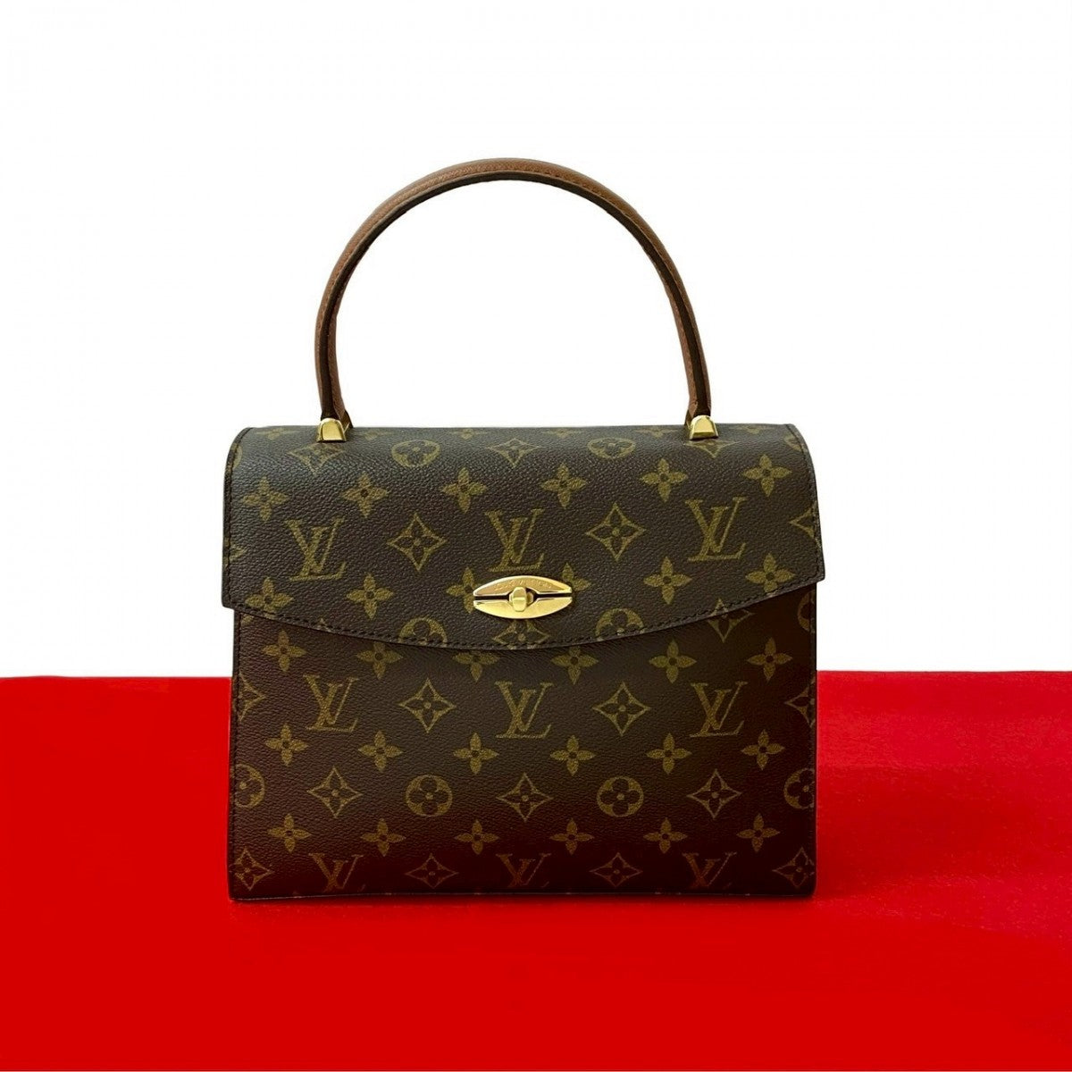 LOUIS VUITTON Handbag M51379 Leather, PVC Brown Monogram Malesherbes Women